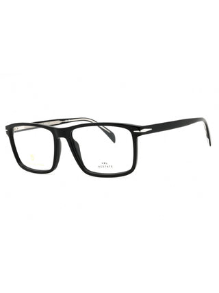 David Beckham DB 1020 rectangular men's eyeglasses featuring a sleek black plastic frame and classic design.