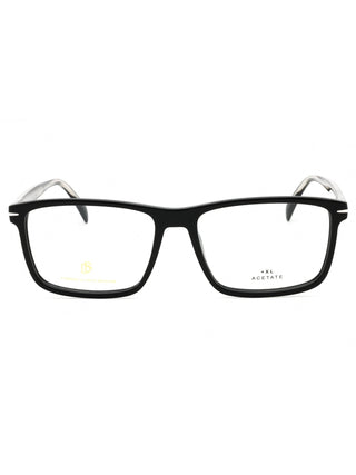 David Beckham DB 1020 rectangular men's eyeglasses featuring a sleek black plastic frame and classic design.