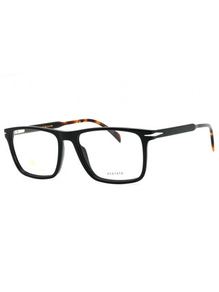 David Beckham DB 1124 rectangular men's eyeglasses featuring a sleek black plastic frame and classic design.