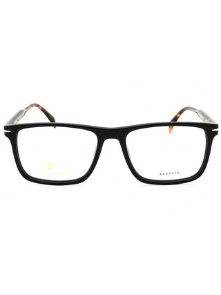 David Beckham DB 1124 rectangular men's eyeglasses in a sleek black plastic frame with a classic design.