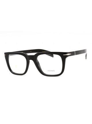 David Beckham DB 7070 rectangular men's eyeglasses featuring a sleek black plastic frame and classic design.