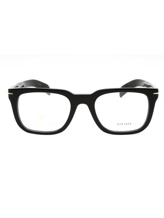 David Beckham DB 7070 rectangular men's eyeglasses featuring a sleek black plastic frame and classic design.
