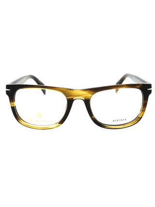 David Beckham DB 7085 olive striped eyeglasses with clear demo lenses.