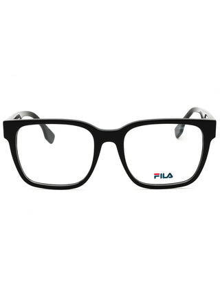 FILA VFI452 eyeglasses featuring a sleek, lightweight rectangular frame in matte black metal with signature logo temples.