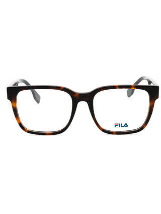 FILA VFI452 eyeglasses featuring a sleek, lightweight rectangular frame in matte black metal with signature logo temples.
