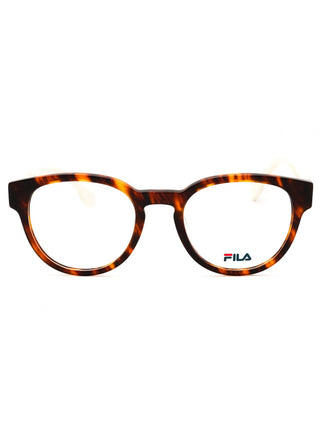FILA VFI453 eyeglasses featuring a sleek, lightweight rectangular frame in matte black metal with signature logo temples.