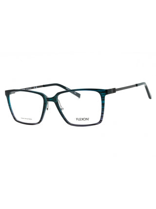 Flexon EP8010 eyeglasses with teal/grey gradient rectangular frames and clear demo lenses.