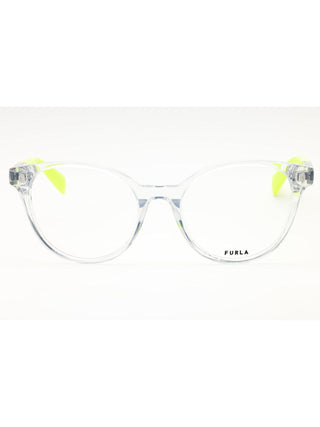 Furla VFU667 eyeglasses featuring a sleek, lightweight frame in a polished finish with signature branding on the temples.