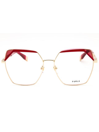 Furla VFU674V eyeglasses featuring a sleek, lightweight metal frame in a modern cat-eye silhouette.