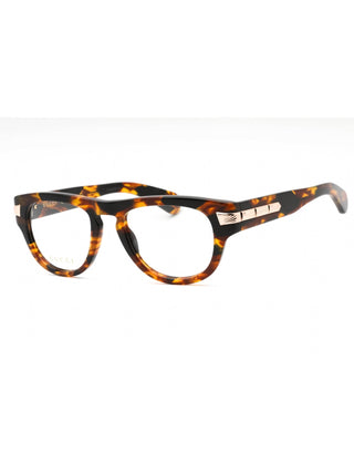 Gucci GG1519O Havana-Havana transparent eyeglasses, full-rim acetate frame, square design.