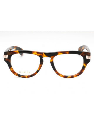 Gucci GG1519O black acetate eyeglasses with transparent lenses, featuring a sleek, modern design.