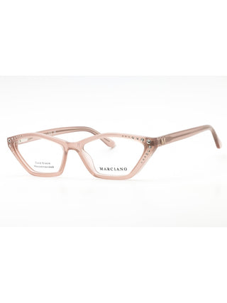 Beige Guess by Marciano GM50002 oval eyeglasses with clear demo lenses, 54mm frame.
