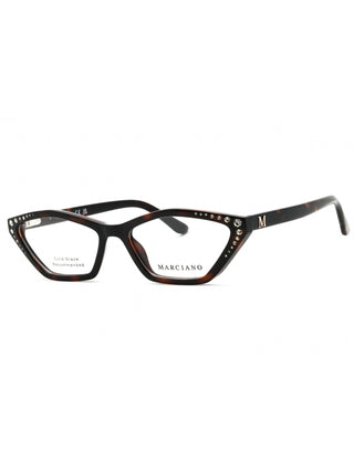 Dark Havana Guess by Marciano GM50002 oval eyeglasses with clear demo lenses, size 54.