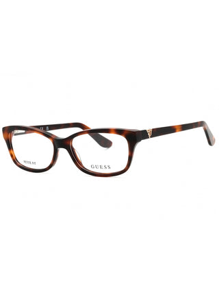 Guess GU2948 dark havana full-rim eyeglasses with clear demo lenses, 50mm size.