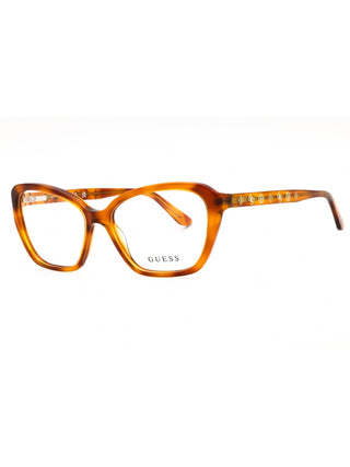 Guess GU50115 eyeglasses featuring a sleek, lightweight black metal frame with a modern rectangular shape.