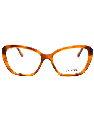 Guess GU50115 eyeglasses featuring a sleek, lightweight black metal frame with a modern rectangular silhouette.