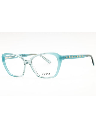 Guess GU50115 eyeglasses featuring a sleek, lightweight black metal frame with a modern rectangular silhouette.
