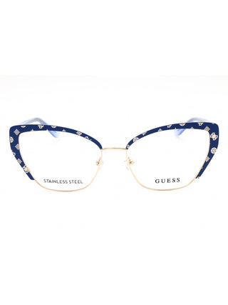 Guess GU50122 eyeglasses featuring a sleek, lightweight black metal frame with a modern rectangular silhouette.