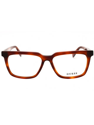Guess GU50133 eyeglasses featuring a sleek black acetate rectangular frame with subtle logo detailing on the temples.