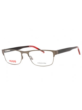 HUGO HG 1263 eyeglasses with dark ruthenium grey metal frames and clear lenses.