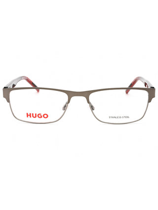 HUGO HG 1263 men's black square eyeglasses with thin metal frames.