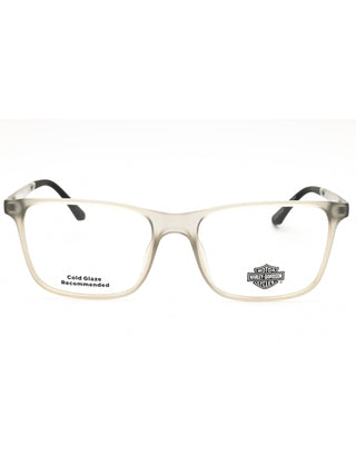 Harley Davidson HD50020 eyeglasses featuring a sleek black rectangular metal frame with branded temple detailing.