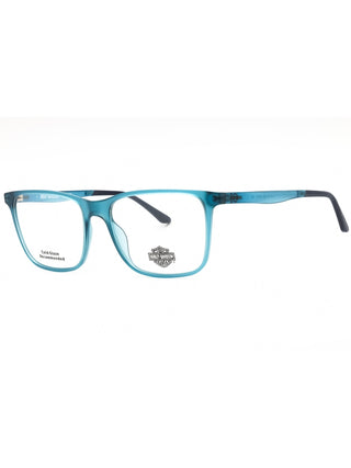 Harley Davidson HD50020 rectangular eyeglasses featuring a sleek black metal frame with branded temples.