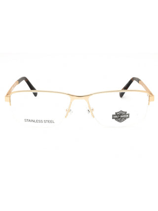 Harley Davidson HD50032 eyeglasses featuring a sleek black metal rectangular frame with branded temples.