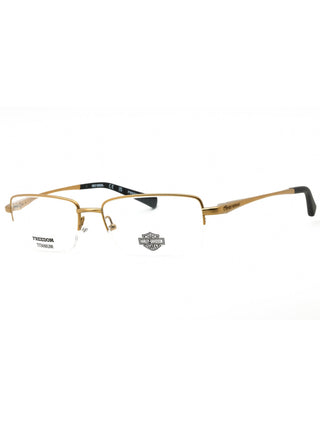 Harley Davidson HD9024 eyeglasses featuring a sleek black rectangular metal frame with signature branding on the temples.