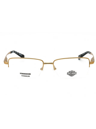 Harley Davidson HD9024 eyeglasses featuring a sleek black rectangular metal frame with signature branding on the temples.