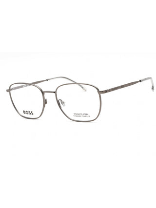 Hugo Boss BOSS 1415 eyeglasses in matte dark ruthenium, 55mm, with clear demo lenses.