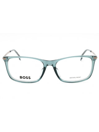 Hugo Boss BOSS 1614/F rectangular men's eyeglasses featuring a sleek black plastic frame and comfortable fit.