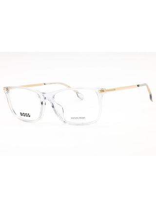 Hugo Boss BOSS 1614/F men's rectangular eyeglasses in a sleek, durable black plastic frame.