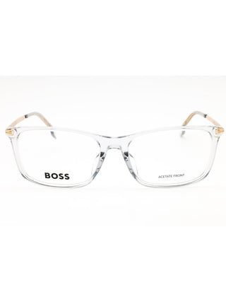 Hugo Boss BOSS 1614/F rectangular men's eyeglasses featuring a sleek black plastic frame and classic design.
