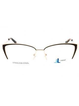 J. Landon JL5010 eyeglasses featuring a sleek, lightweight black metal frame with a modern rectangular design.