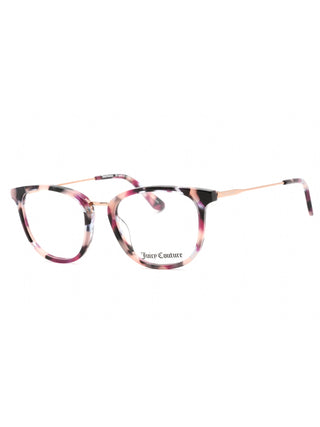 Juicy Couture JU 219 oval eyeglasses in opal plum lavender with clear demo lenses.