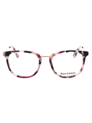 Juicy Couture JU 219 oval eyeglasses with a pink crystal frame and gold-tone temples.