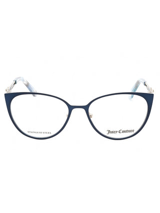 Juicy Couture JU 221 eyeglasses with a pink rectangular frame and gold temple accents.