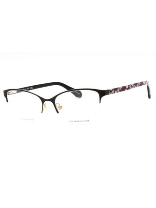 Black and gold Kate Spade Adalina eyeglasses, 53mm, with a sleek metal frame.