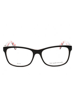 Kate Spade Calley women's full-rim square eyeglasses in black acetate with gold temple accents.