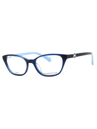 Kate Spade Emmalee blue square eyeglasses with clear demo lenses, 49mm.