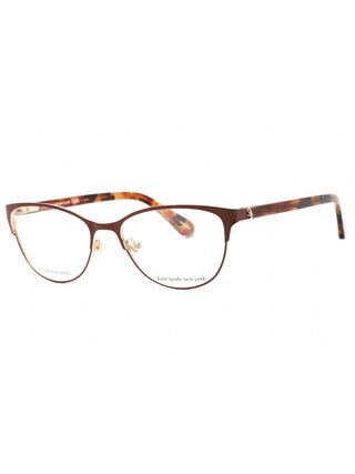 Kate Spade Hadlee eyeglasses in Havana Plum, featuring a stylish rectangular frame and clear demo lenses.