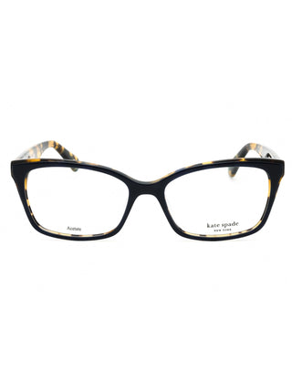 Kate Spade Jeri women's eyeglasses with a black full-rim cat-eye frame and gold temple accents.