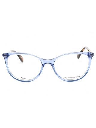 Kate Spade Kimberlee oval eyeglasses with a black frame and gold accents.