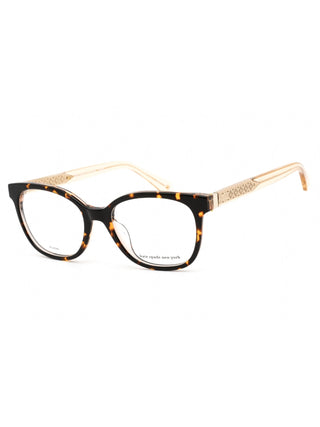 Kate Spade Payton Havana brown tortoiseshell eyeglasses with clear lenses.