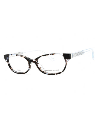 Kate Spade Rainey oval eyeglasses in blue havana, featuring a full-rim acetate frame.