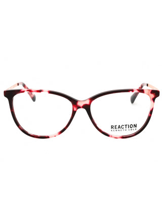 Kenneth Cole Reaction KC0955 oval eyeglasses with a sleek black frame and clear lenses.
