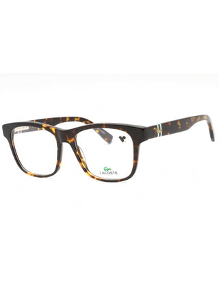 Lacoste L2933 Dark Havana eyeglasses with clear demo lenses, 54mm frame.