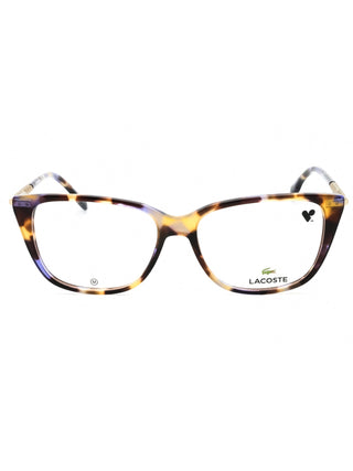 Lacoste L2939 men's rectangular black acetate eyeglasses with silver temple accents.
