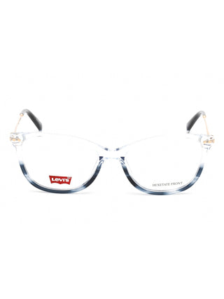 Levi's LV 5021 oval eyeglasses with a sleek black frame and clear lenses.